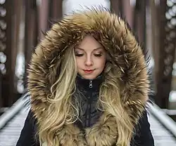 A hood with fur trimming