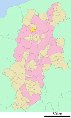 Location of Shinshūshinmachi in Nagano Prefecture
