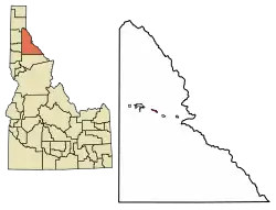 Location of Osburn in Shoshone County, Idaho.