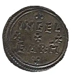 Silver penny of Eadred, reverse