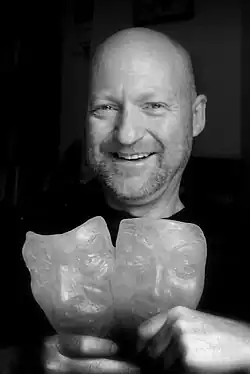 Corble receiving the Manchester Evening News award 1997 for his 1997 season with Midsommer Actor's Company