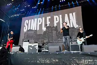 Left to right: David Desrosiers, Chuck Comeau, Pierre Bouvier, and Sébastien Lefebvre performing in 2015
