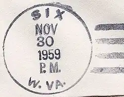 Postmark from Six, West Virginia