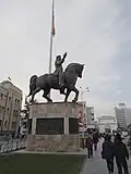 Monument of Nikola Karev in front of the Macedonian Parliament in Skopje.