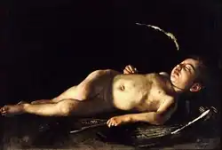 Caravaggio Sleeping Cupid. 72 × 105&nbsp;cm.