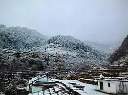 Snowfall in Nayaar river valley