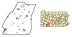 Location of Ursina in Somerset County, Pennsylvania.