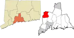 Bethany's location within the South Central Connecticut Planning Region and the state of Connecticut