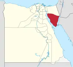 South Sinai Governorate on the map of Egypt
