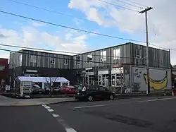 Gray L-shaped building