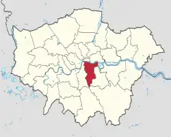Southwark shown within Greater London