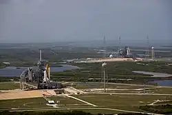 Space Shuttles Atlantis and Endeavour are placed at LC-39A and LC-39B in preparation for the final service mission to the Hubble Space Telescope (May 2009). Endeavour was ready for a contingency mission in case of trouble with Atlantis.