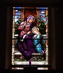 Stained glass of St. Anne and the child St. Mary. (St. John the Baptist, Vincennes, Indiana.).