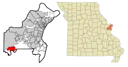 Location of Eureka, Missouri