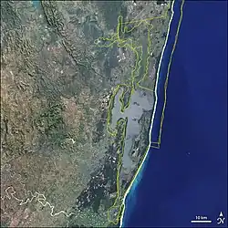 The Mfolozi Rivers are seen converging on the iSimangaliso Wetland Park