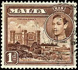 Verdala Palace on a 1938 postage stamp