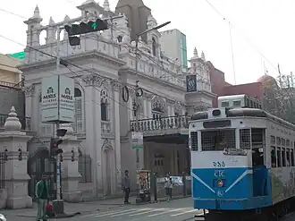Kolkata Tram route no. 5 passing by Star Theatre, Hatibagan