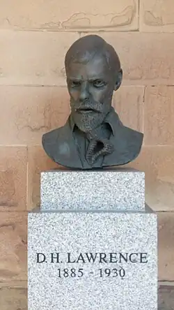 This bust of DH Lawrence at Nottingham Castle has now been moved to the grounds of Newstead Abbey.