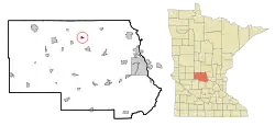 Location of the city of St. Anthony within Stearns County, Minnesota