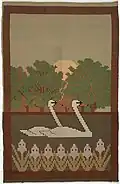 Susan Gether (c.1907) Wall panel with swan and landscape design
