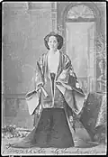 Ōyama Sutematsu in formal court kimono attire of jūnihitoe, 1883