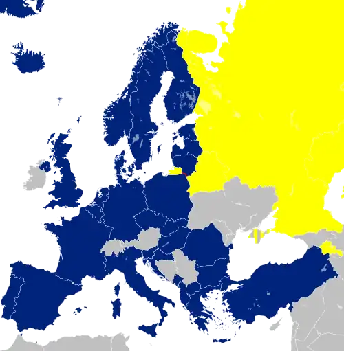 Map of military alliances in Europe