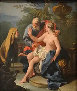 Susanna and the Elders; by Giambattista Pittoni; 1720; oil on panel; 37 × 46&nbsp;cm
