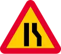 Road narrows on right sides