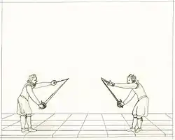 A modern illustration of Swetnam's true guard.