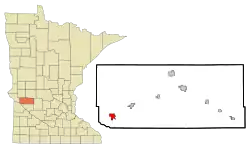 Location of Appleton within Swift County, Minnesota
