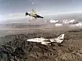 TA-4J Skyhawk and F-4 Phantom during air combat maneuvering 1980