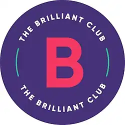 Purple circle with pink 'B' in the centre and 'The Brilliant Club' in white text around the circle