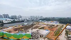 An excavated site for the station's construction