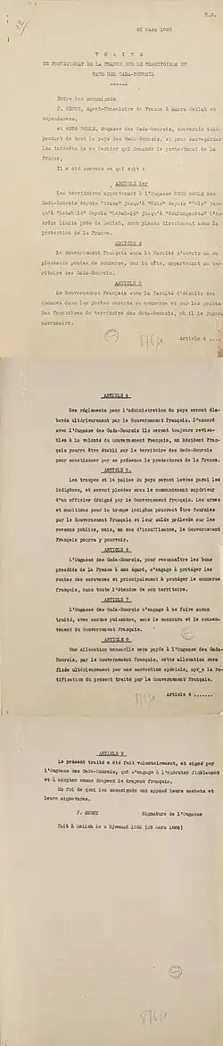 PROTECTORATE TREATY ON THE TERRITORIES OF THE GADABUURSI COUNTRY