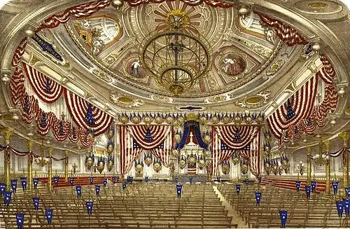 Tammany Hall decorated for the 1868 convention