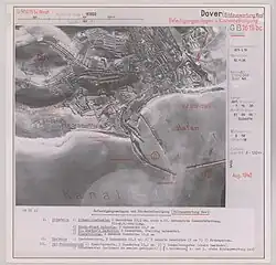 A 1940 Luftwaffe targeting dossier with Archcliffe Fort marked at centre-left as "veraltet" ("obsolete")