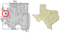 Location of Lakeside in Tarrant County, Texas