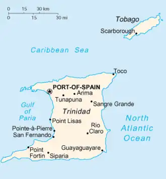 Map of Trinidad and Tobago