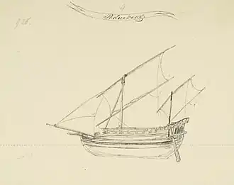 A drawing of paduakang, c. 1821–1828.