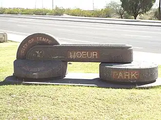 Entrance to Moeur Park which was established in 1933 and is located on Mill Ave