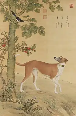 One of a series in Ten Prized Dogs, painted by the Lang Shining
