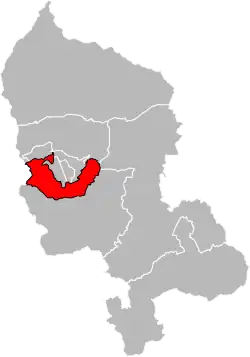 Situation of the canton of Bavilliers in the department of Territoire de Belfort