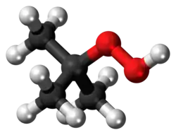 Ball-and-stick model of the tert-butyl hydroperoxide molecule