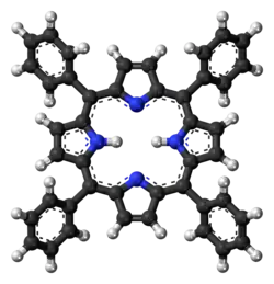 Ball-and-stick model of the tetraphenylporphyrin molecule