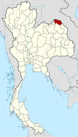 Map of Thailand highlighting Bueng Kan province