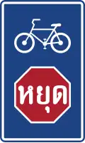 Stop the car for the bicycle path.
