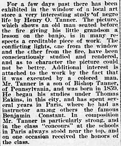 The Banjo Lesson reviewed November 12, 1893 in The Philadelphia Inquirer
