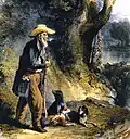 The Great Traveller Charles Alexandre Lesueur in the Forest Lithograph after the watercolor: Lesueur, the Naturalist at New Harmony by Karl Bodmer, c. 1832–1834