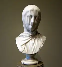 Marble bust of nun wearing veil