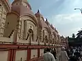 Partial view of the Shiva temples, west side of the complex. Lokmata Rani Rashmani Temple inside Dakshineswar Kali Temple complex